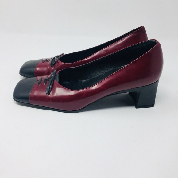 Massimo Italy Red Black Captoe Tie Heels - Picture 2 of 8